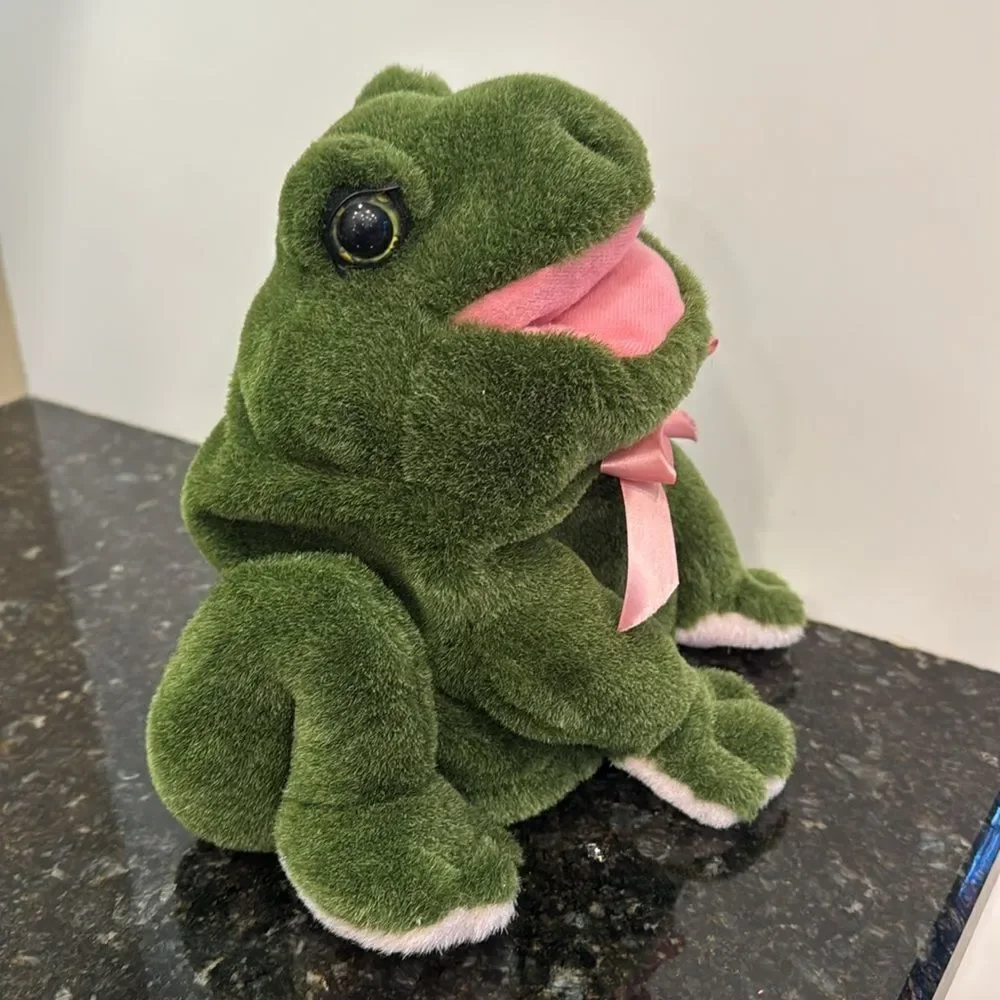 Vintage Green Frog Full Body Hand Puppet Stuffed Animal Plush Toy 9” High - Picture 5 of 6